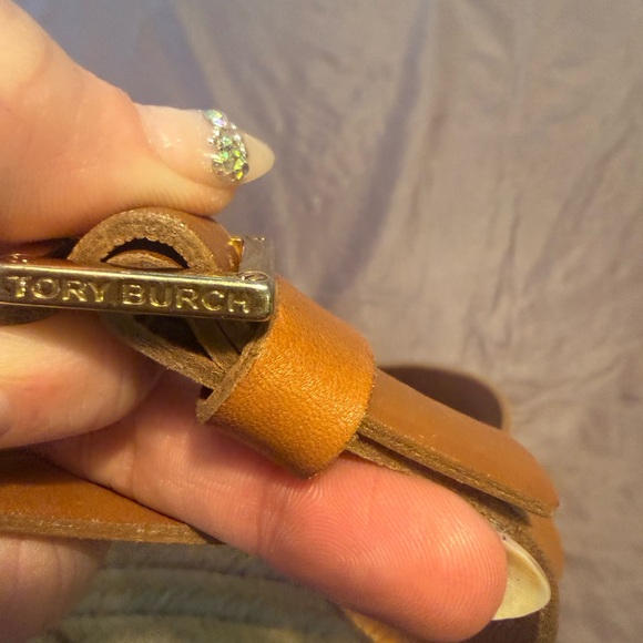 Tory Burch Florian Criss Cross Espadrille Leather Wedge Sandal Brown Size 8 - Picture 9 of 14